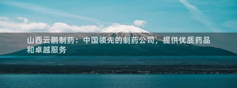 ag九游会老哥：山西云鹏制药：中国领先的制药公司，提供优质药品
和卓越服务