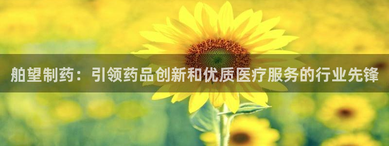 九游老哥俱乐部官网登录网址：舶望制药：引领药品创新和优质医疗服务的行业先锋